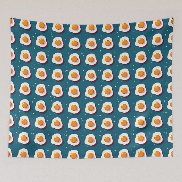 Item preview, Sunny Side Up Fried Egg Pattern - Teal Retro Kitchen Art designed and sold by UniqueDesign751.