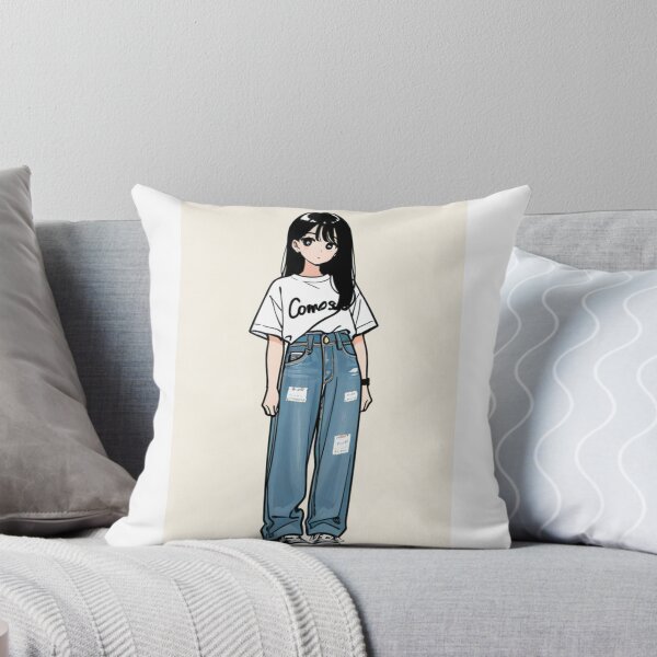 Item preview, Casual Wear - Woman in white tee and blue jeans designed and sold by AnimeShin.