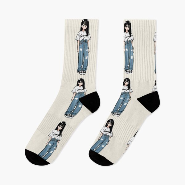 Item preview, Casual Wear - Woman in white tee and blue jeans designed and sold by AnimeShin.