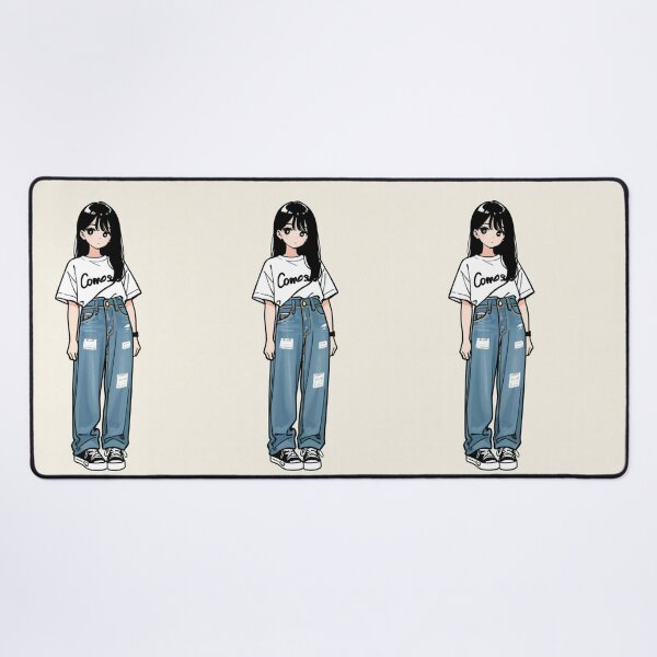 Item preview, Casual Wear - Woman in white tee and blue jeans designed and sold by AnimeShin.