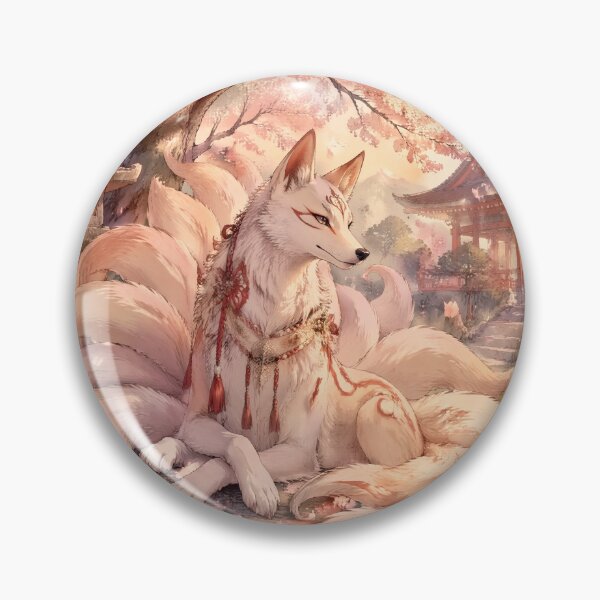 Item preview, Sakura Kitsune Spirit – Nine Tailed Fox Yokai Beneath Cherry Blossoms designed and sold by kaxymax.