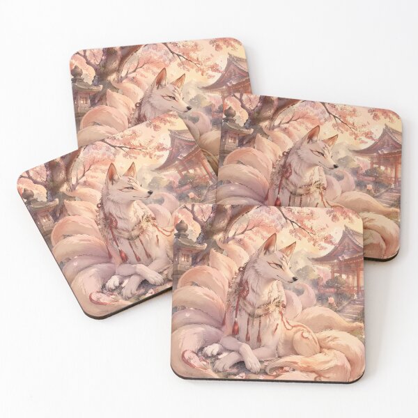 Item preview, Sakura Kitsune Spirit – Nine Tailed Fox Yokai Beneath Cherry Blossoms designed and sold by kaxymax.