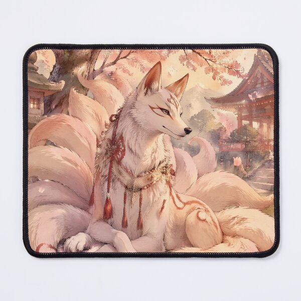 Item preview, Sakura Kitsune Spirit – Nine Tailed Fox Yokai Beneath Cherry Blossoms designed and sold by kaxymax.