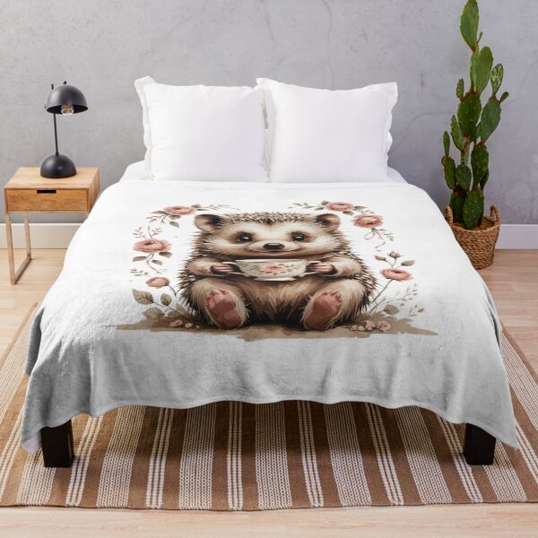Item preview, Cute Watercolor Hedgehog Holding Vintage Floral Teacup designed and sold by AQUILAKREO.