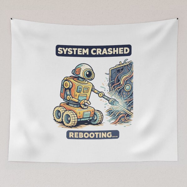 Item preview, system crashed robot tee — glitchy robot graphic designed and sold by SoftSproutstu.
