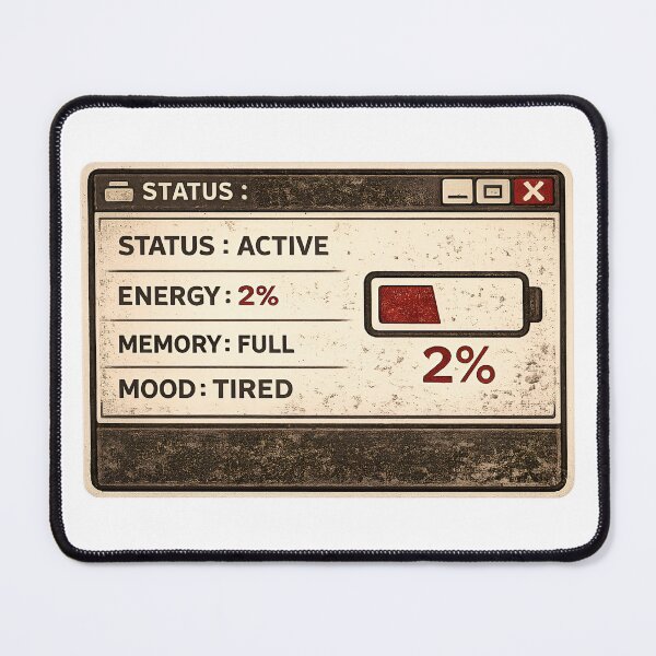 Item preview, System Status 2% Energy - Retro Burnout Computer Interface Design designed and sold by WorkXPlay.