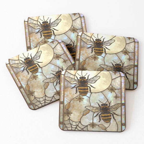 Item preview, Golden Bees in Mystic Stained Glass designed and sold by BriSher.