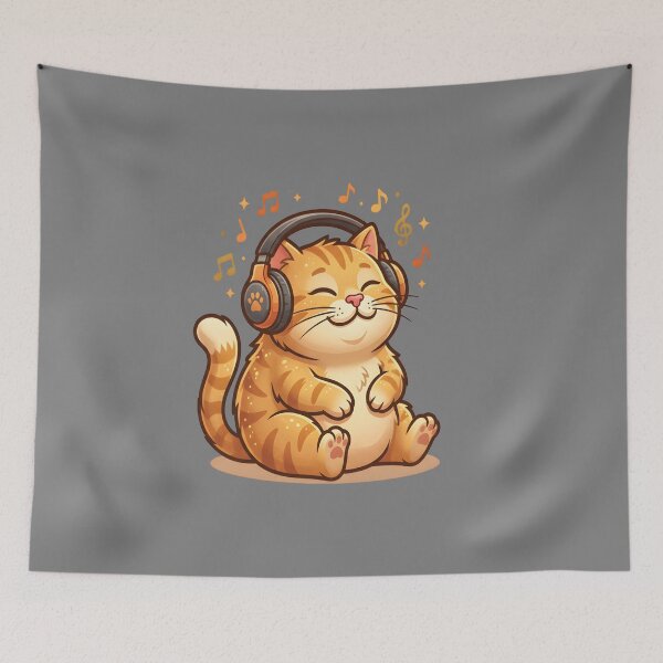 Item preview, Orange Cat Listening to Music designed and sold by umiinuraa.