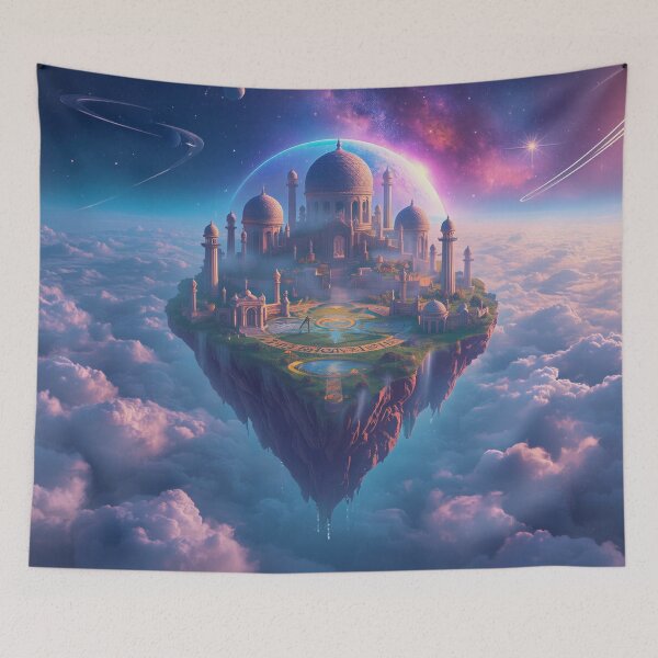 Item preview, Floating Celestial Island with Zodiac Runes and Galaxy Alignment designed and sold by Luminous Wilds.