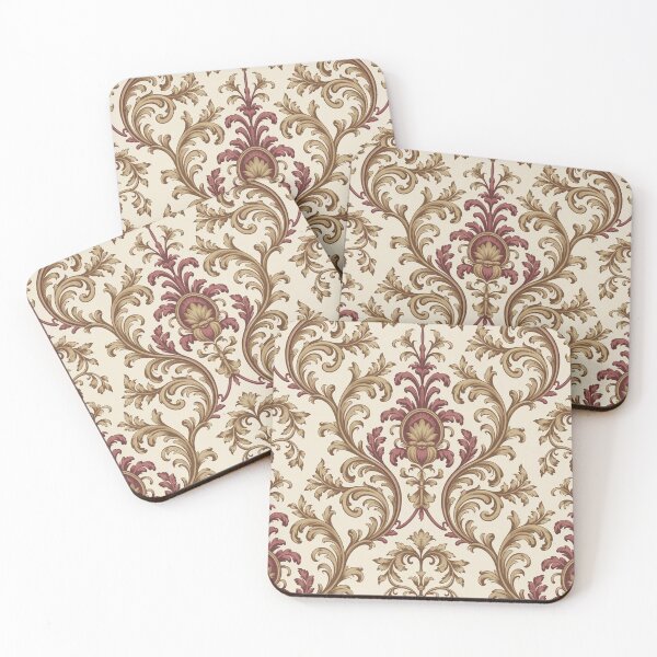 Item preview, Ornate Baroque Scroll Pattern | Rich Maroon Gold Acanthus Seamless Repeat designed and sold by Midnight Veil Designs.
