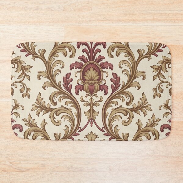 Item preview, Ornate Baroque Scroll Pattern | Rich Maroon Gold Acanthus Seamless Repeat designed and sold by Midnight Veil Designs.
