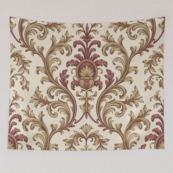 Item preview, Ornate Baroque Scroll Pattern | Rich Maroon Gold Acanthus Seamless Repeat designed and sold by Midnight Veil Designs.