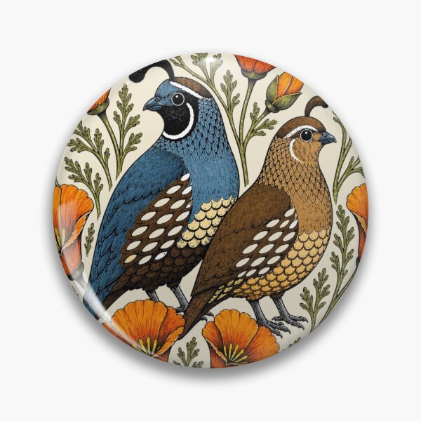 Item preview, California Quail & Golden Poppy Emblem Bird Watching designed and sold by The-Drip-Studio.