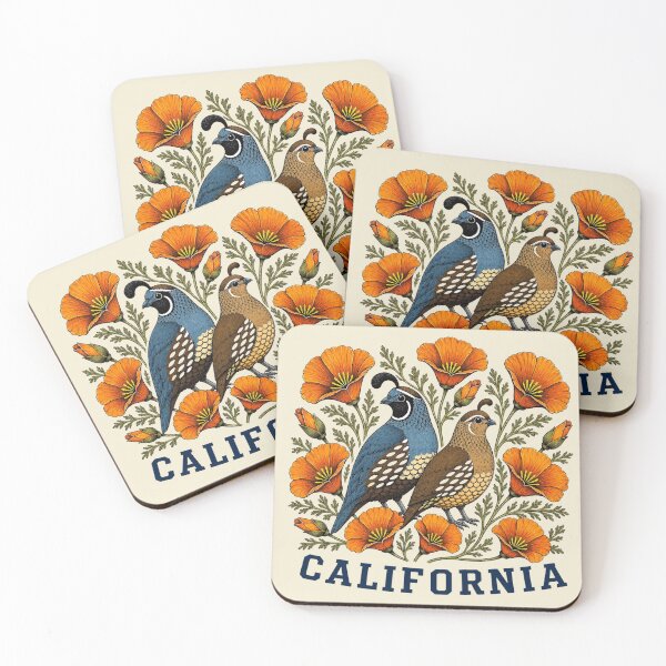 Item preview, California Quail & Golden Poppy Emblem Bird Watching designed and sold by The-Drip-Studio.