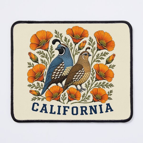 Item preview, California Quail & Golden Poppy Emblem Bird Watching designed and sold by The-Drip-Studio.