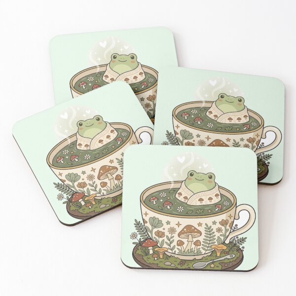 Item preview, Cute Frog Tea Cup PNG | Kawaii Frog Cottagecore Illustration | Goblincore Frog Sticker Design designed and sold by NeonKawaiiCo.