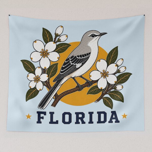 Item preview, Florida Mockingbird & Orange Blossom Homage Bird Watching designed and sold by The-Drip-Studio.