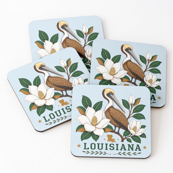 Item preview, Louisiana Pelican & Magnolia State Pride Illustration designed and sold by The-Drip-Studio.