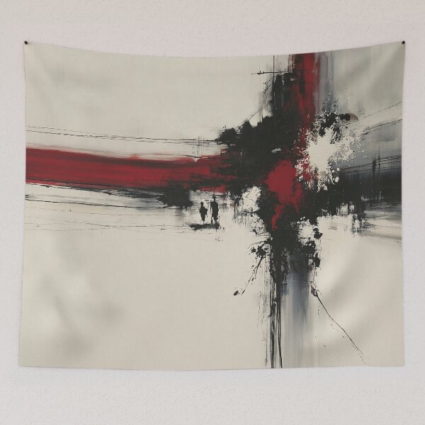 Item preview, Red Black Vertical Abstract Expressionism - Textured Red Palette No.13 designed and sold by SlowRegardArt.