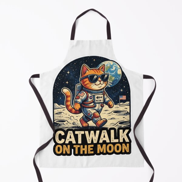 Item preview, Catwalk on the Moon – Cool Astronaut Cat Walking on Lunar Surface Retro Space Sticker designed and sold by subodh kumar.