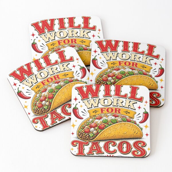 Item preview, Will Work for Tacos Funny Food Humor Taco Lover T-Shirt designed and sold by Five Reasons Designs.
