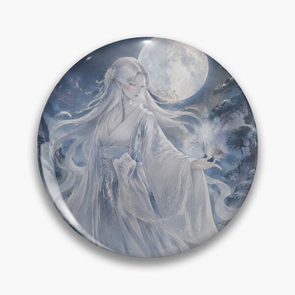 Item preview, Yuki Onna Snow Spirit Under the Winter Moon – Japanese Yokai Folklore Art designed and sold by kaxymax.