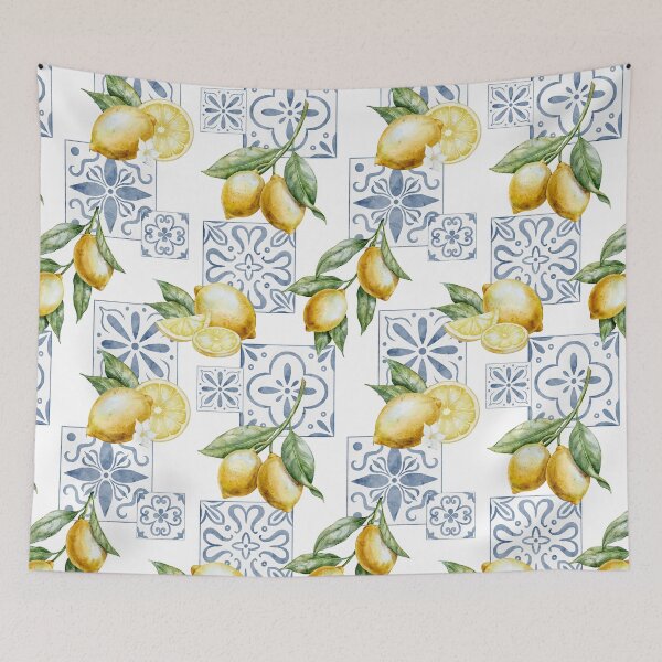 Item preview, Mediterranean Lemon Tile Pattern designed and sold by Alisles.