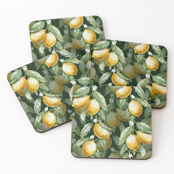 Item preview, Watercolor Lemon Pattern Dark Botanical designed and sold by Alisles.