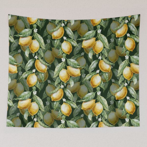 Item preview, Watercolor Lemon Pattern Dark Botanical designed and sold by Alisles.