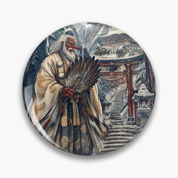Item preview, Tengu Guardian of the Snow Shrine | Japanese Yokai Mountain Spirit Art designed and sold by kaxymax.