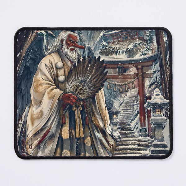 Item preview, Tengu Guardian of the Snow Shrine | Japanese Yokai Mountain Spirit Art designed and sold by kaxymax.