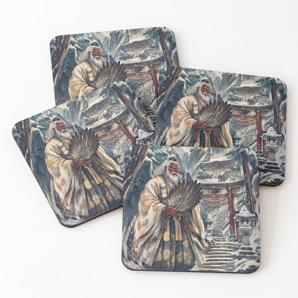 Item preview, Tengu Guardian of the Snow Shrine | Japanese Yokai Mountain Spirit Art designed and sold by kaxymax.