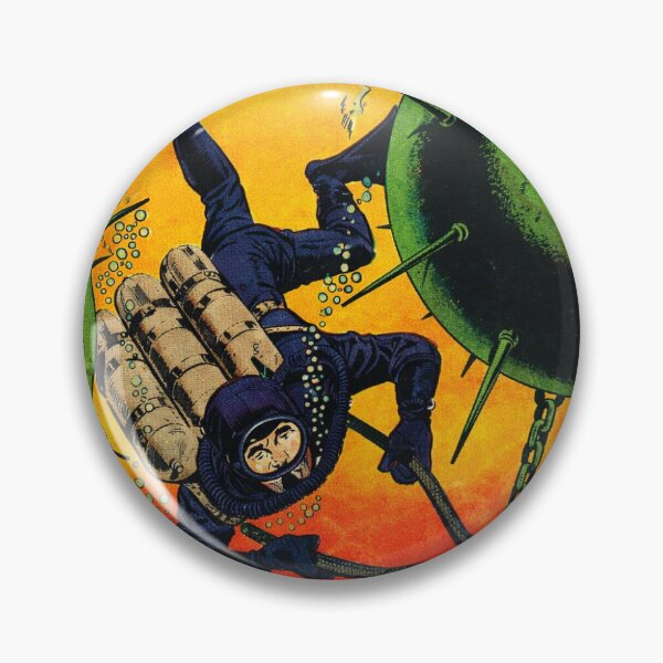 Item preview, Retro Frogman Navy Comic – Undersea Adventure Action Art designed and sold by Analog Aura .