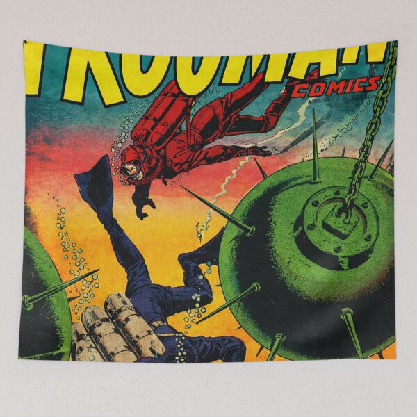 Item preview, Retro Frogman Navy Comic – Undersea Adventure Action Art designed and sold by Analog Aura .