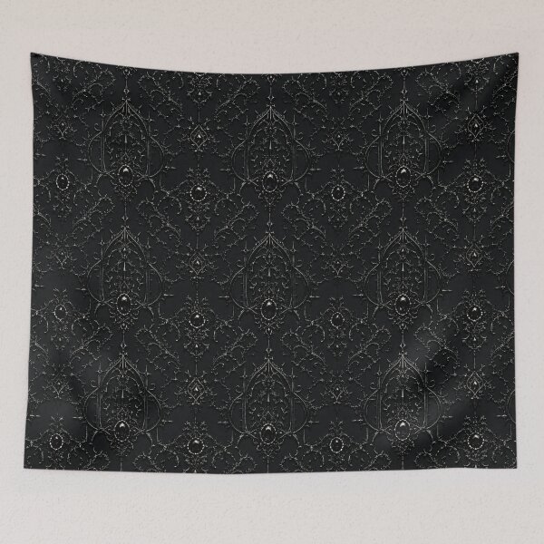 Item preview, All Black Gothic Damask - Ornate Monochrome Filigree designed and sold by cabuks.