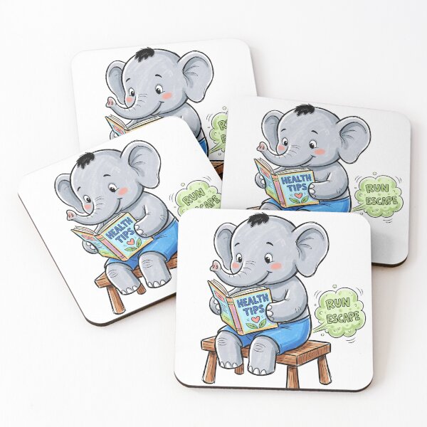 Item preview, Reading Elephant with Gas Trouble Funny 2D Art designed and sold by canvahub.