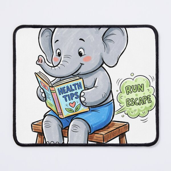 Item preview, Reading Elephant with Gas Trouble Funny 2D Art designed and sold by canvahub.
