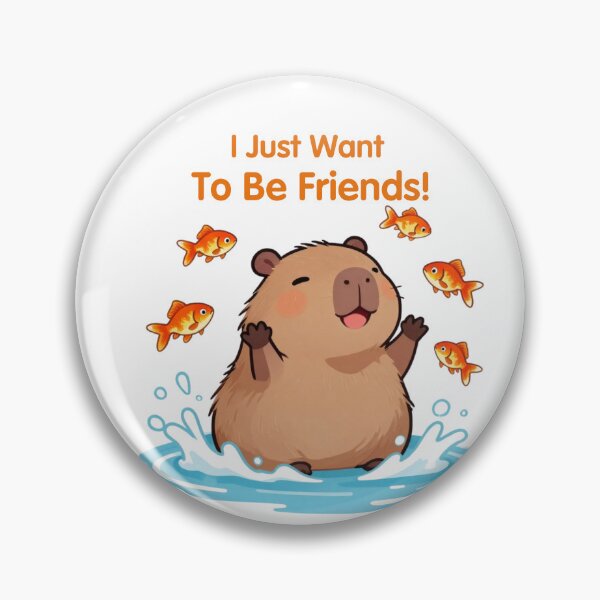 Item preview, I Just Want To Be Friends! – Cute Capybara and Goldfish  designed and sold by BCapybara.