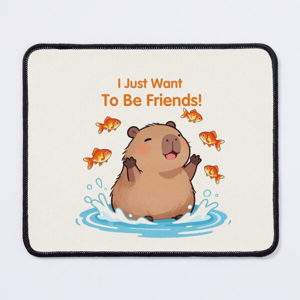 Item preview, I Just Want To Be Friends! – Cute Capybara and Goldfish  designed and sold by BCapybara.
