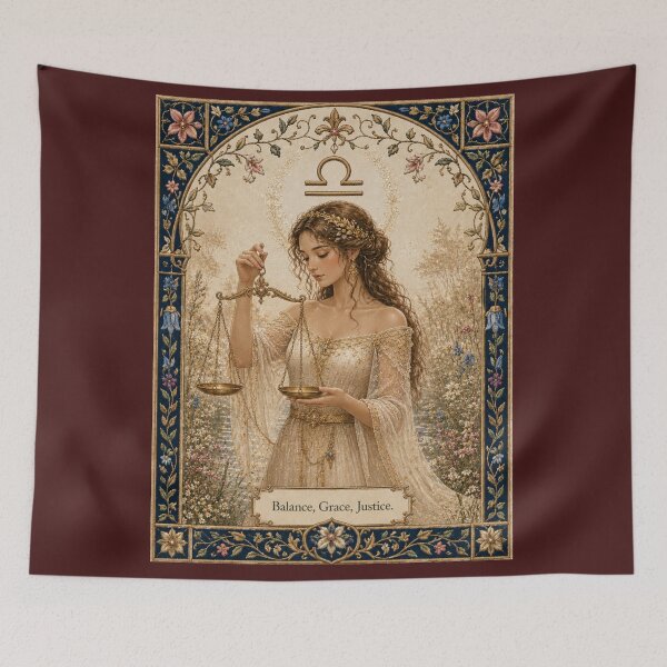 Item preview,  Libra Zodiac Maiden | Celtic Art Aesthetic | Medieval Fantasy Faux Embroidery  designed and sold by doinitzart.