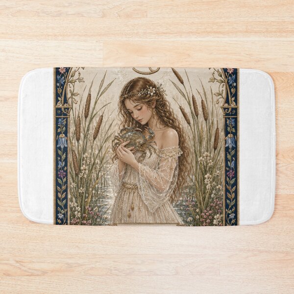 Item preview, Cancer Zodiac Maiden | Celtic Art Aesthetic | Medieval Fantasy Faux Embroidery Print designed and sold by doinitzart.