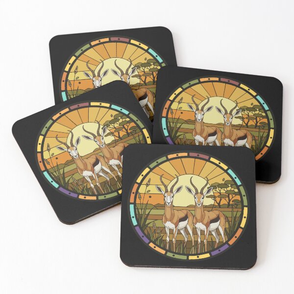 Item preview, Stained Glass Gazelle Sunset Safari Art designed and sold by d247.