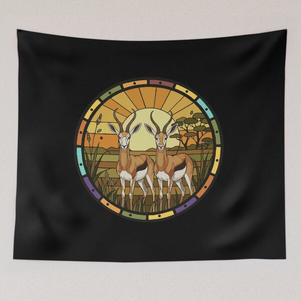 Item preview, Stained Glass Gazelle Sunset Safari Art designed and sold by d247.