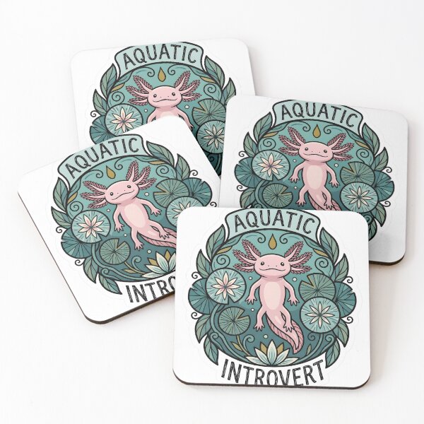 Item preview, Patina Blue Aquatic Introvert Axolotl Floral Illustration designed and sold by EKHOAISTORE.