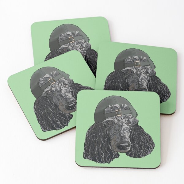 Item preview, Black Standard Poodle wearing a green hat backwards designed and sold by Kittyher18.