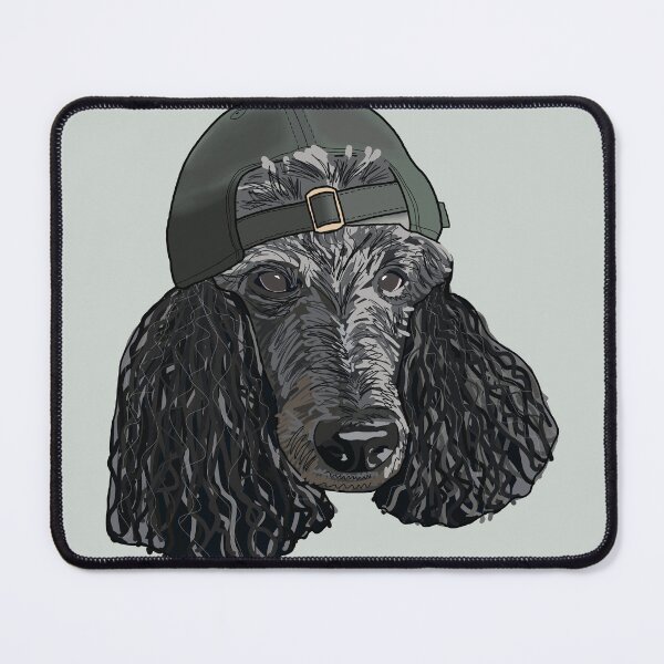 Item preview, Black Standard Poodle wearing a green hat backwards designed and sold by Kittyher18.