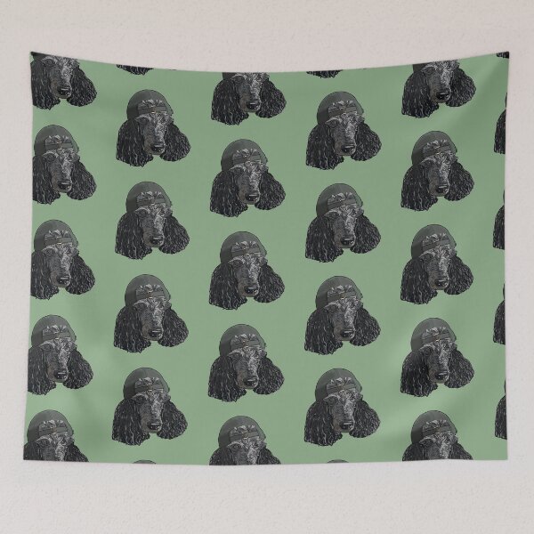 Item preview, Black Standard Poodle wearing a green hat backwards designed and sold by Kittyher18.