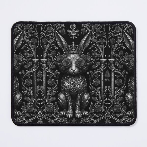 Item preview, Royal Gothic Hare: Silver Baroque Rabbit & Midnight Roses designed and sold by cabuks.