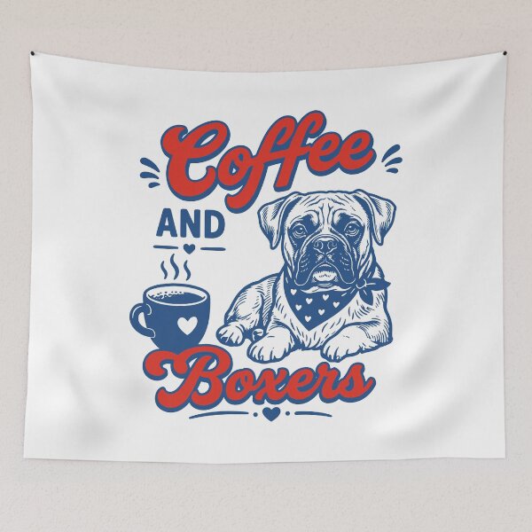 Item preview, Coffee and Boxers – Retro Boxer Dog Mom Funny Boxer Mom Gift designed and sold by gunaone-design.
