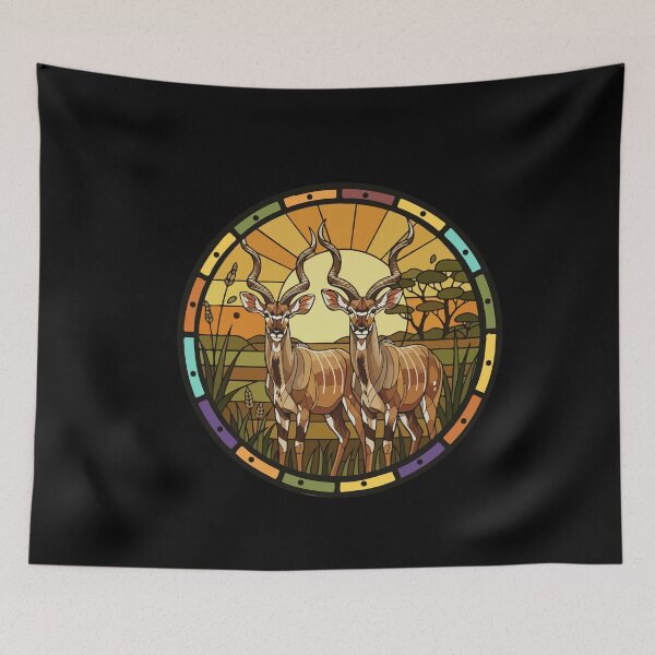 Item preview, African Kudu Antelope Stained Glass Art designed and sold by d247.